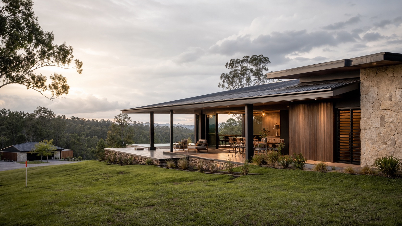 Contemporary custom home on a sloping Brookfield acreage property